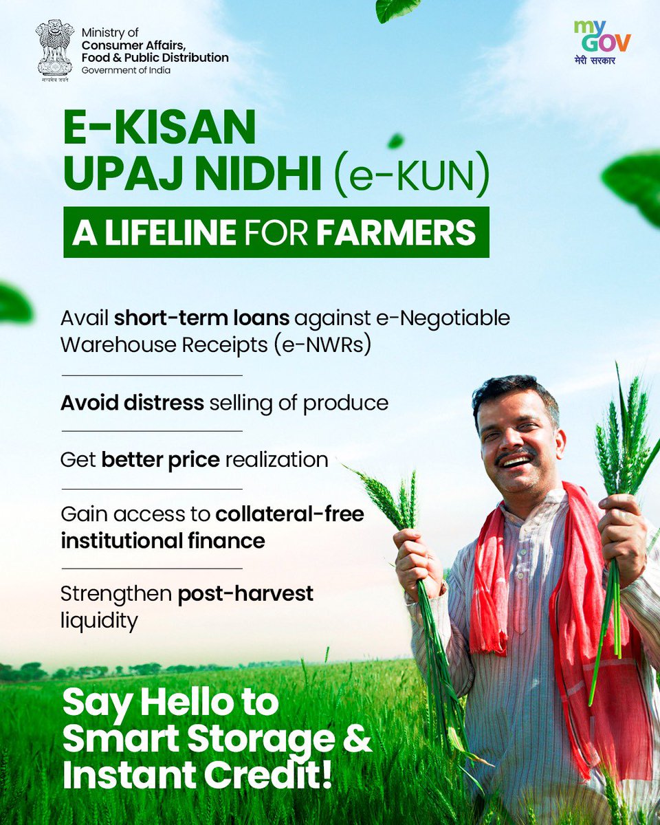 MyGovIndia (@mygovindia) on Twitter photo Empowering Annadata Through Smart Support!
E-Kisan Upaj Nidhi is transforming the lives of our Annadatas by ensuring timely support and Instant credit.
#EKisanUpajNidhi
#NewIndia
#Annadata
<a href="/jagograhakjago/">Consumer Affairs</a> Empowering Annadata Through Smart Support!
E-Kisan Upaj Nidhi is transforming the lives of our Annadatas by ensuring timely support and Instant credit.
#EKisanUpajNidhi
#NewIndia
#Annadata
<a href="/jagograhakjago/">Consumer Affairs</a>