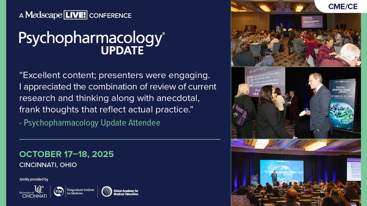 Medscape Psychiatry (@medscapepsych) on Twitter photo 📣 THIS WEEKEND ONLY 🎉 Memorial Day Deal! Save 25% on your pass to the Psychopharmacology Update—this weekend only. Use code MEMORIAL at checkout. 📍 ms.spr.ly/6015S5GOJ
 #PsychPharm25 📣 THIS WEEKEND ONLY 🎉 Memorial Day Deal! Save 25% on your pass to the Psychopharmacology Update—this weekend only. Use code MEMORIAL at checkout. 📍 ms.spr.ly/6015S5GOJ
 #PsychPharm25