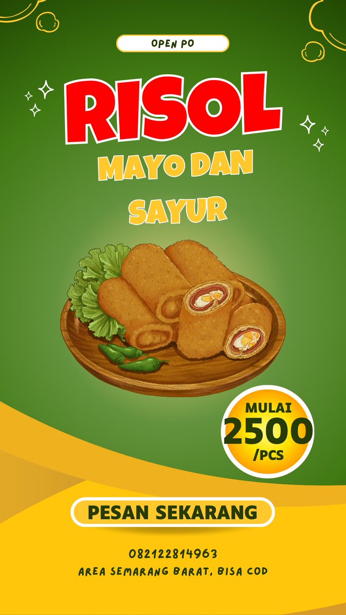 NovisaAnggun's tweet photo. haloo warga twitter aku jualan risol mayo dan sayur per pcs nya cuman 2500 bisa cod juga area semarangg barat - semarang kotaa terimakasiii https://t.co/QOjiRAONU3