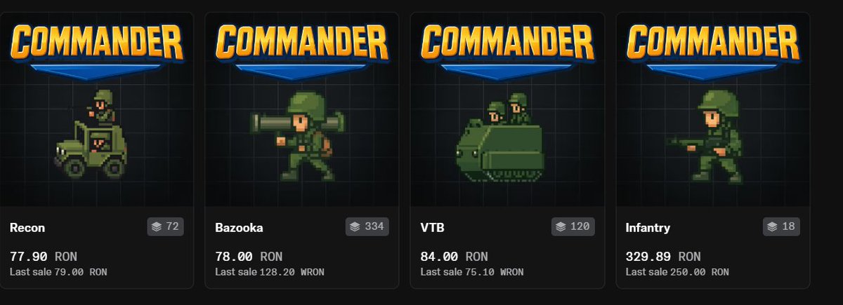 What started at a modest mint price of just 5 RON has rapidly evolved into a profitable digital battlefield for collectors and gamers alike. The COMMANDER pixel-art NFT collection, inspired by classic strategy games, is gaining serious traction in the digital collectibles space.
