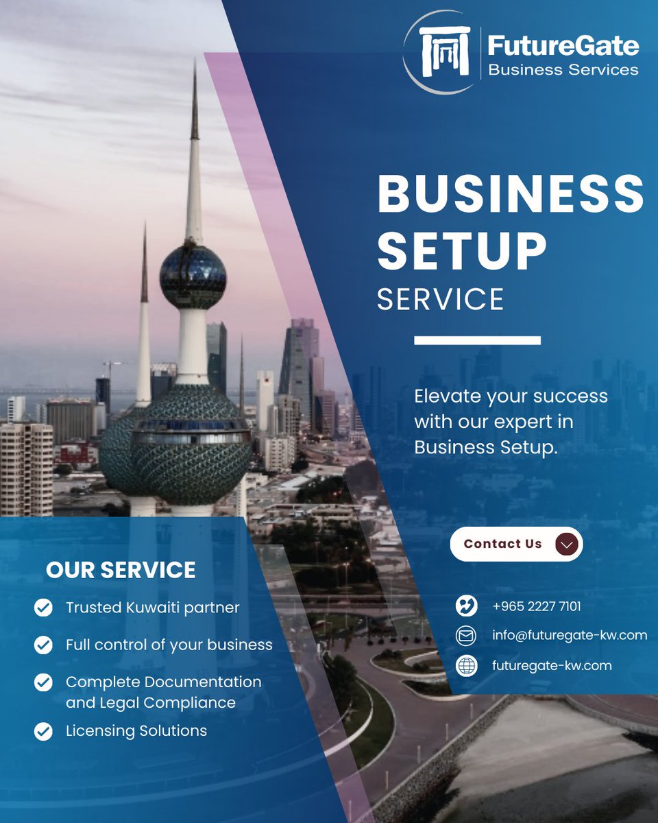 FutureGateGroup's tweet image. Setup Your Business With FutureGate Experts

#FutureGate #Kuwait #Kuwaitcity #Kuwaitbusiness #Kuwaitlife