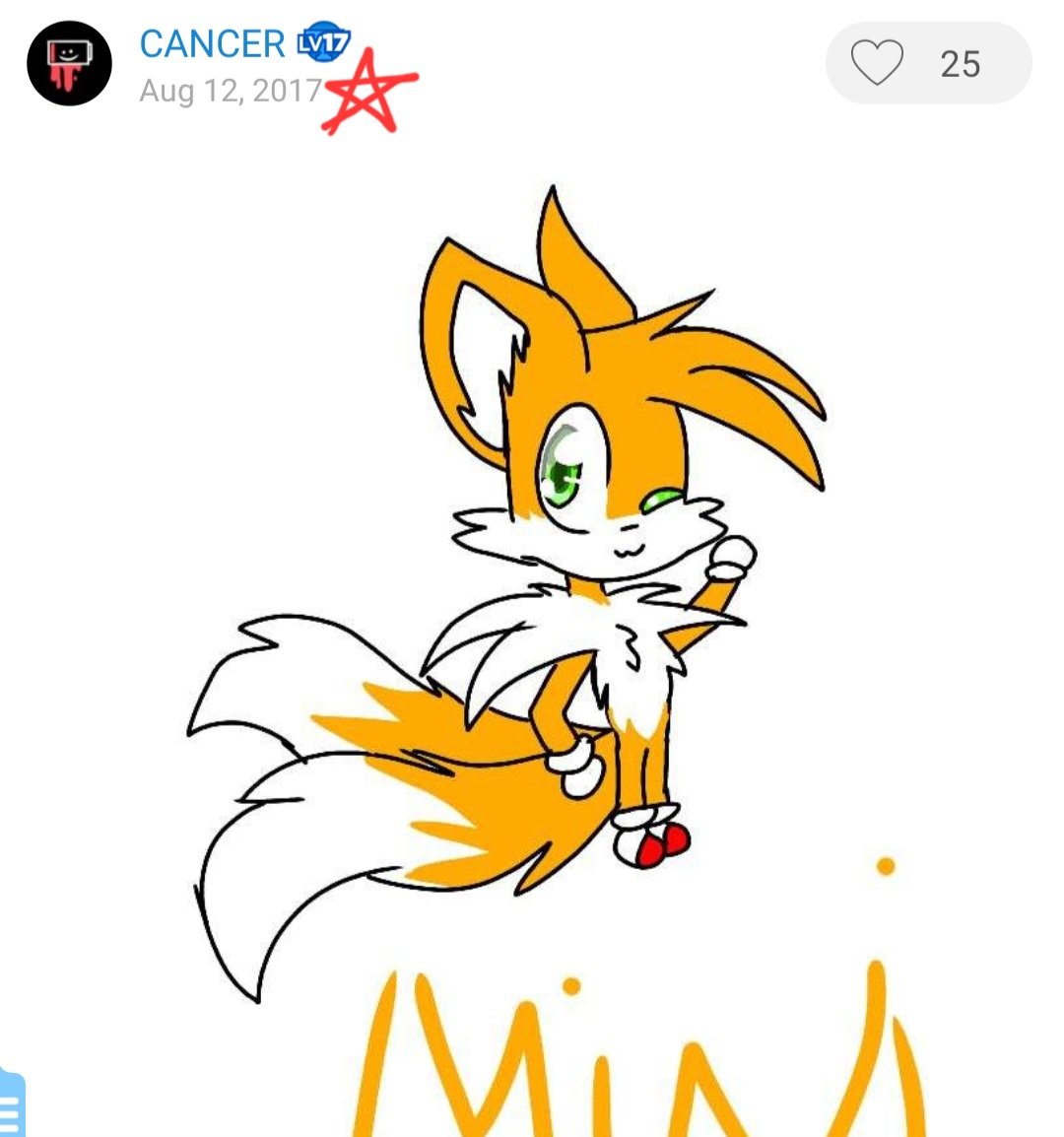 CocoaBoi4's tweet image. Ig it's a redraw? Idk tbh... MIni tails
This is the oldest digital drawing I can find :(( I remember years back I deleted the first ones...
#SonicTheHedeghog #TailsTheFox #MilesTailsPrower #sonic