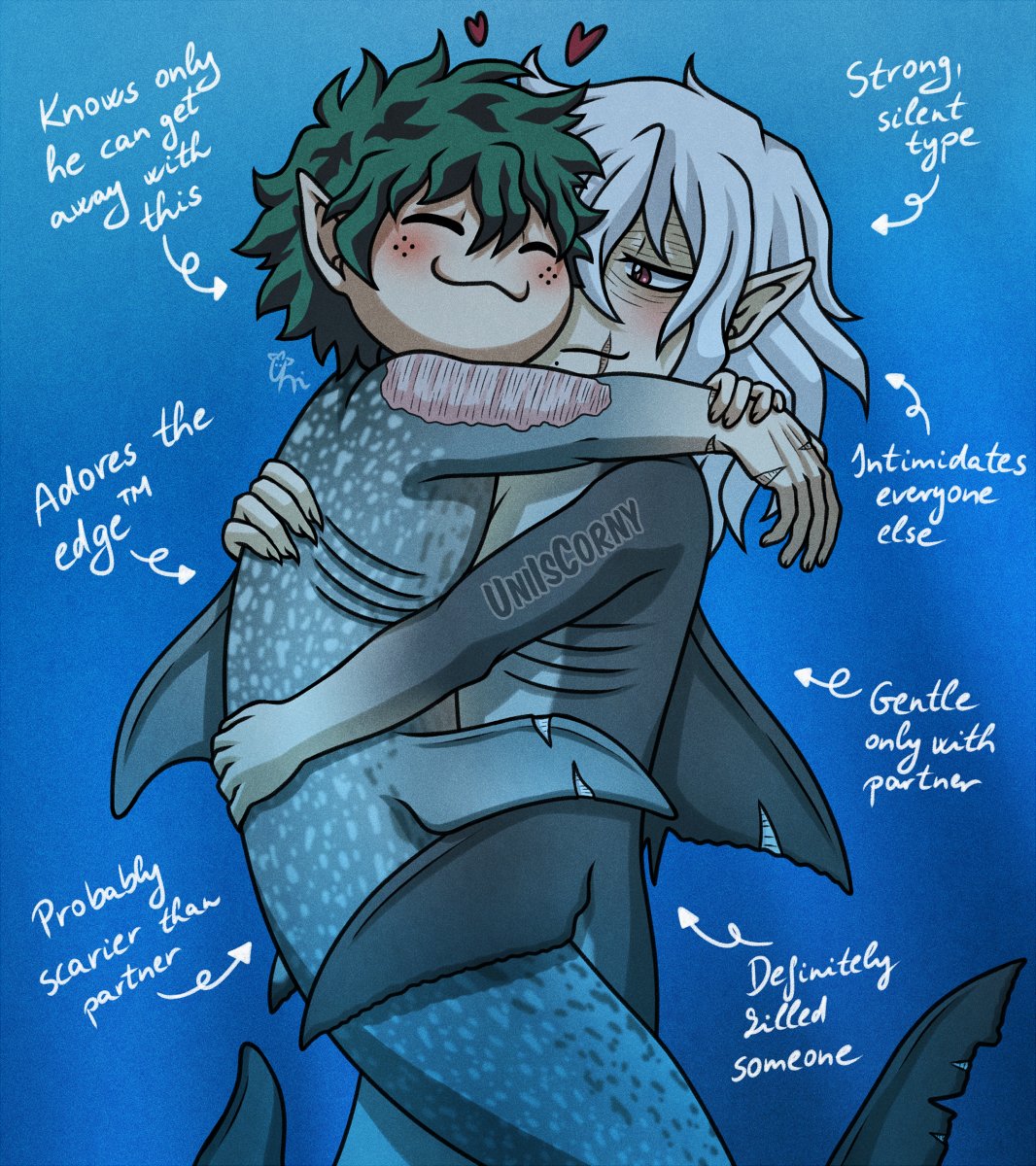 Repost for MerMay!

Shigaraki as White Shark and Deku as Spotted Dolphin! 🦈🐬
OG meme in comment!

🦈🐬AU #ShigaDekuMerAU #MHAUniVerse
#ShigaDeku #死出
#UniArt