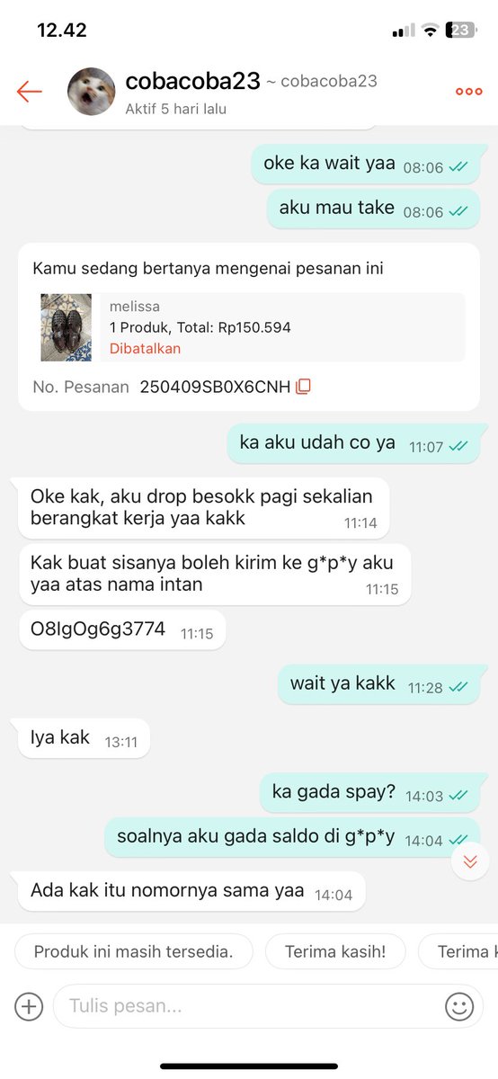 bathipsale's tweet image. beli pl melissa di toko ini, harga 350rb. tp seller maunya yg di set dishopee 150 sisanya tf. aku iya in, soalnya di akunny jg udh ada testi jd gamikir bakalan nipu.

pas udh di co &amp;amp; tf ga dikirim2 barangnya.
081909693774 a.n Intan Zulayka Nursholiha. balikin duit w! #penipu