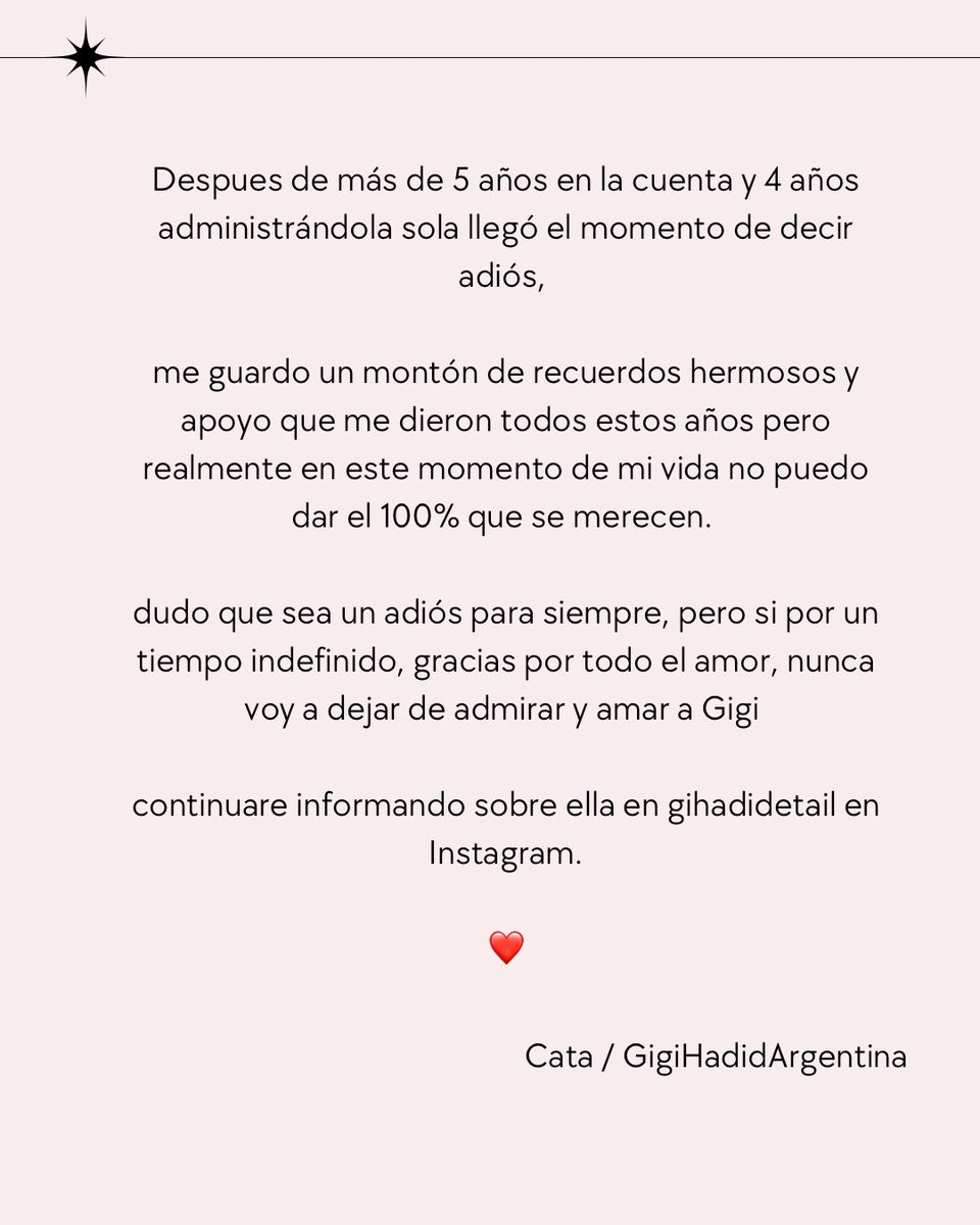 Gihadidarg's tweet photo. Gracias por todo el amor! No es un chau para siempre 🩷 https://t.co/tzdoAsSFqQ