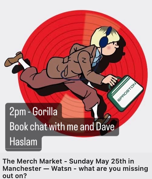 Up nice and early for <a href="/Tim_Burgess/">Tim Burgess</a> #MerchMarket - looking forward to catching up with <a href="/Mr_Dave_Haslam/">Dave Haslam</a> 2pm at Gorilla to talk all about fantastical vengeful female serial killers and music fiction. Books on sale via <a href="/SerenityRomiley/">Serenity Booksellers</a> <a href="/OziasMidwinter/">David Coates</a>
