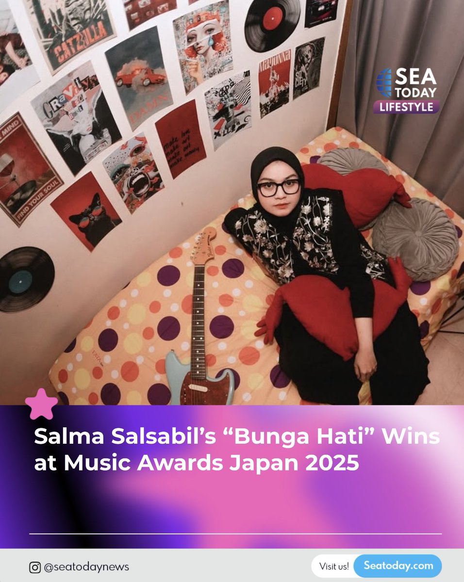 seatodaynews's tweet photo. Indonesian singer Salma Salsabil received international recognition as her song “Bunga Hati” won in the “Special Award: Indonesian Popular Music” category at the Music Awards Japan (MAJ) 2025, held on May 21–22 at the ROHM Theatre Kyoto, Japan.

In a post shared via her Instagram Story (@salmasalsabil12), Salma expressed her gratitude and appreciation for the award. She also thanked @amiawards and Chandra Darusman, who accepted the award on her behalf in Japan.

Released on November 17, 2023, “Bunga Hati” is Salma’s second single, written by Clara Riva and produced by S/EEK. The R&B track tells the emotional story of a woman who reunites with someone she once loved—only to face the reality of unrequited feelings.

#SEAToday #SEATodayNews #SEATodaydotcom #Jakarta #Indonesia #SalmaSalsabila #BungaHati #MAJ2025 #musicawardsjapan