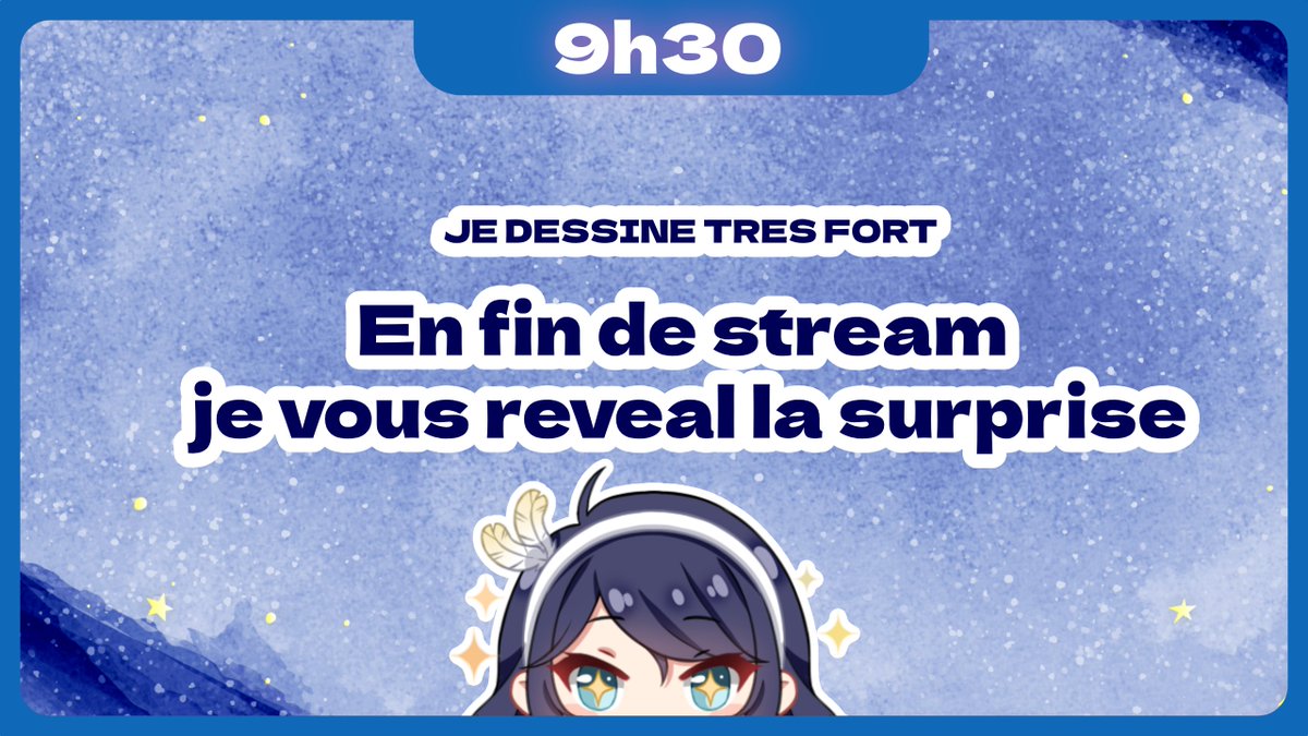 E__Gloo's tweet photo. [ • 🕤 Dans 1h30 🕤 • ]

• On dessinera promis mais quoi donc? 🤔
Et je vous ferai le reveal de la surprise en fin stream!! 👀

• >> https://t.co/lSx5QYzmdT 🐧 <<

#vtuberfr #vtubingfr #vtubingurprising  #vstreamer #witchfr https://t.co/bSyBQpTERL