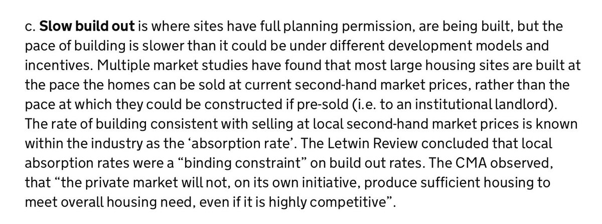 Despairing thoughts: Government scratches head on how to speed up house building: admits private sales rates are governed supply and demand, not planning reform. Then offers five solutions. Four based on planning reform and one on mortgage guarantees. gov.uk/government/pub…