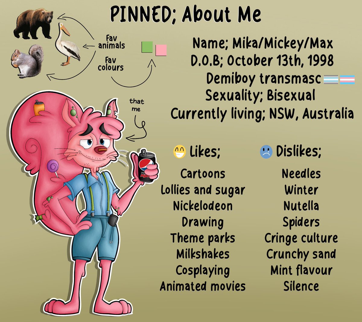 mikatoonist's tweet image. 📍 PINNED 📍
Hi, my name is Mika! I’m just a goofy dude from Australia who loves to draw cartoons and cosplay.
Mainly drawing fanart at the moment!
Please read my strawpage before following;
mikatoonist.straw.page
🥤🍬🍦