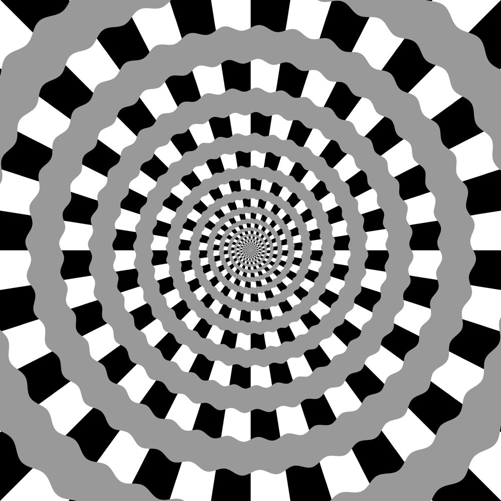 Concentric rings appear to be spirals.
