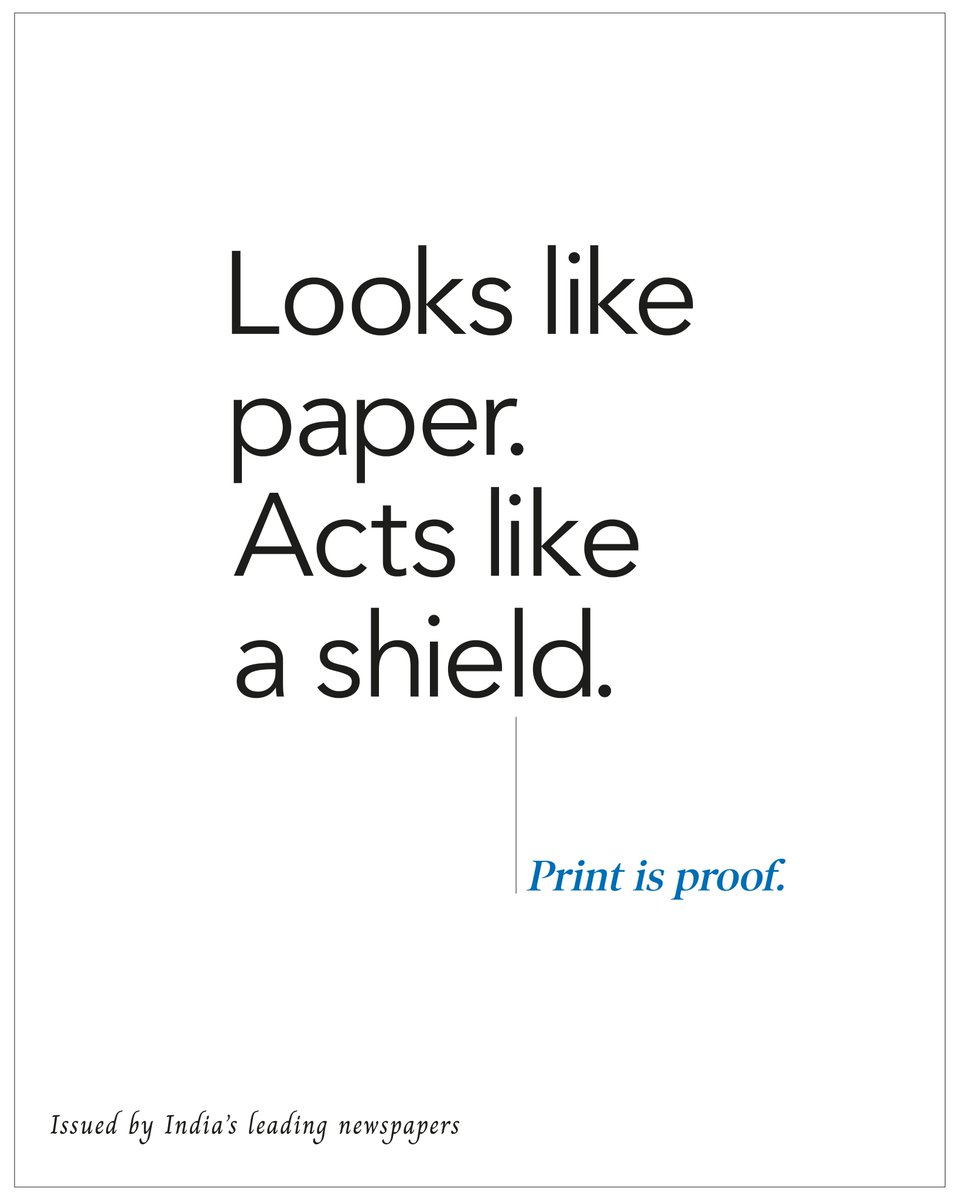 htTweets's tweet photo. Just like India’s air defence blocked every enemy missile, we too protect you from fake news and unsubstantiated forwards.
That’s the power of Print for you. Only the truth - verified, vetted, and delivered to your doorstep.
#HindustanTimes #PrintIsProof | @htTweets @DainikBhaskar @timesofindia @ttindia @eenadulivenews @AmarUjalaNews @Live_Hindustan @livemint @EconomicTimes @NavbharatTimes @mataonline @Vijaykarnataka @Divya_Bhaskar @MarathiDivya @mid_day @Nai_Dunia @MyAnandaBazar @eenadulivenews