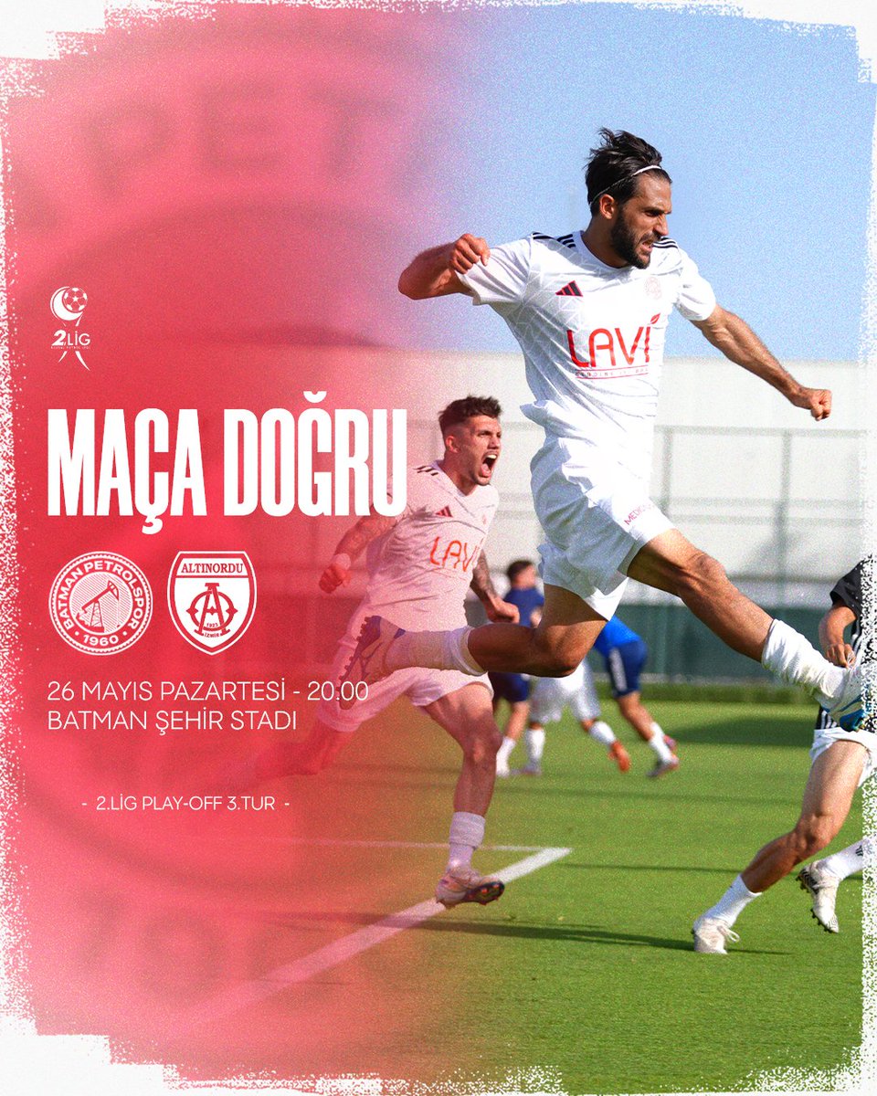 MAÇA DOĞRU | Batman Petrolspor’umuz Play- Off 3. Tur rövanş maçında 26 Mayıs Pazartesi günü saat 20.00'de Batman Stadı'nda Altınordu'yu konuk ediyor.