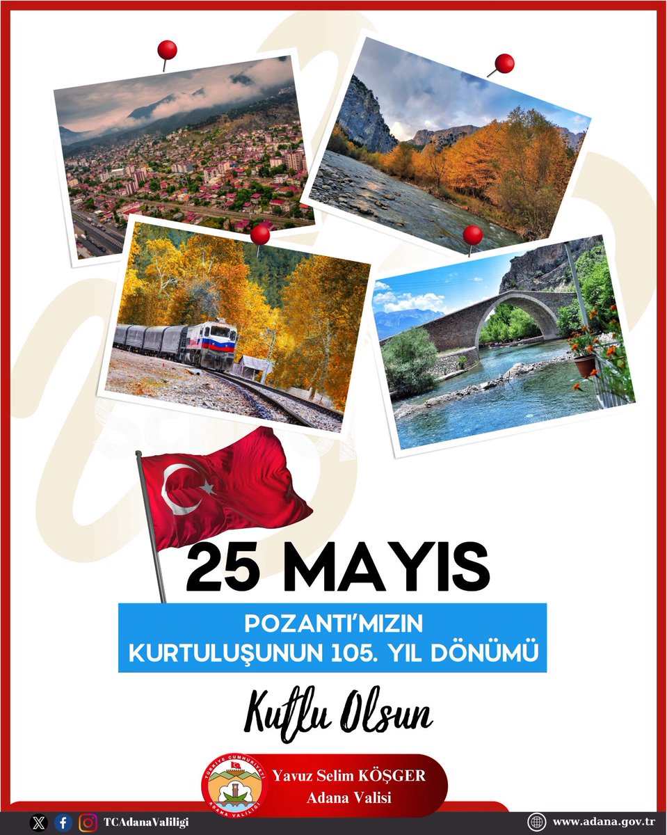 Kurtuluş Savaşı döneminde düşman işgaline karşı gösterdiği kahramanca direnişle bölgemizin ve tüm Anadolu’nun umudu olan #Pozantı’mızın kurtuluşunun 105. yıl dönümünü kutluyor, Gazi Mustafa Kemal Atatürk'ü ve bu toprakları bize yurt kılan ecdadımızı rahmet ve saygıyla anıyorum.