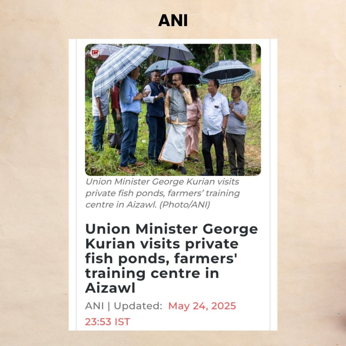 GeorgekurianBjp's tweet photo. Media reports about visit to fisheries units/centre in Aizawl. https://t.co/YbL6bEtQ9p