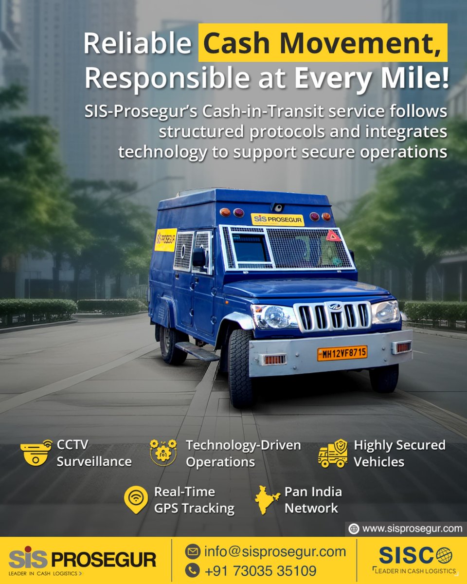 sisprosegur1995's tweet image. At SIS-Prosegur, our tech-enabled Cash-in-Transit service ensures secure, consistent, and visible movement of cash—across every route, across India.

#SISProsegur #CashinTransit #TechInTransit #GPSenabled #PanIndiaPresence #TrustedLogistics