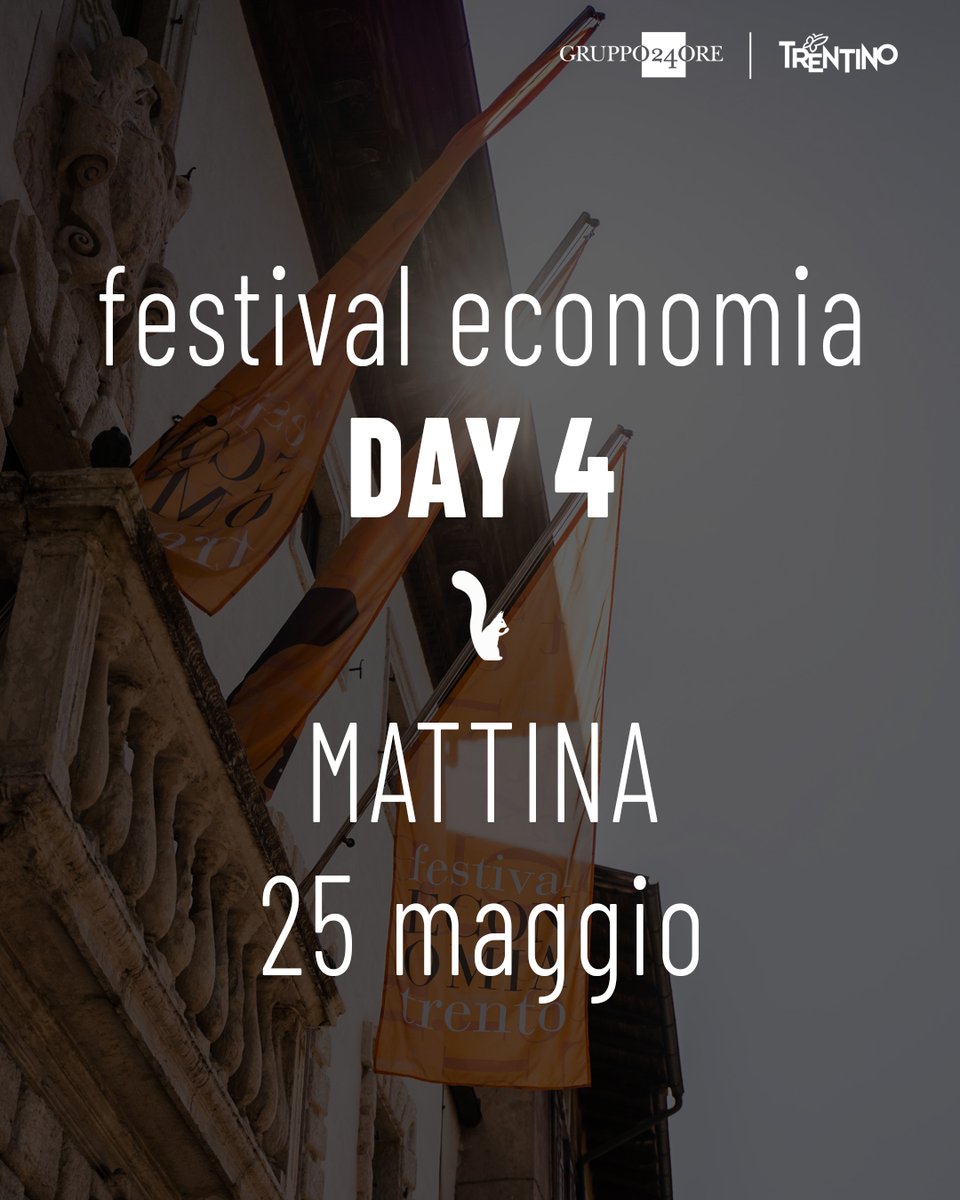 🌞 Buona domenica da Trento! Ultimo giorno del #FestivalEconomiaTrento con Daron Acemoglu e Edmund Phelps. Idee, dibattiti e visioni per l’Europa riempiono la città! 🧠🌍

📰 “RISCHI E SCELTE FATALI. L’Europa al bivio”
📆 22 - 25 maggio 2025
📍 Trento