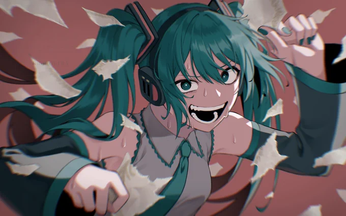 #100曲ボカロ絵チャレンジ #初音ミク 041.ごめんごめん/100回嘔吐 