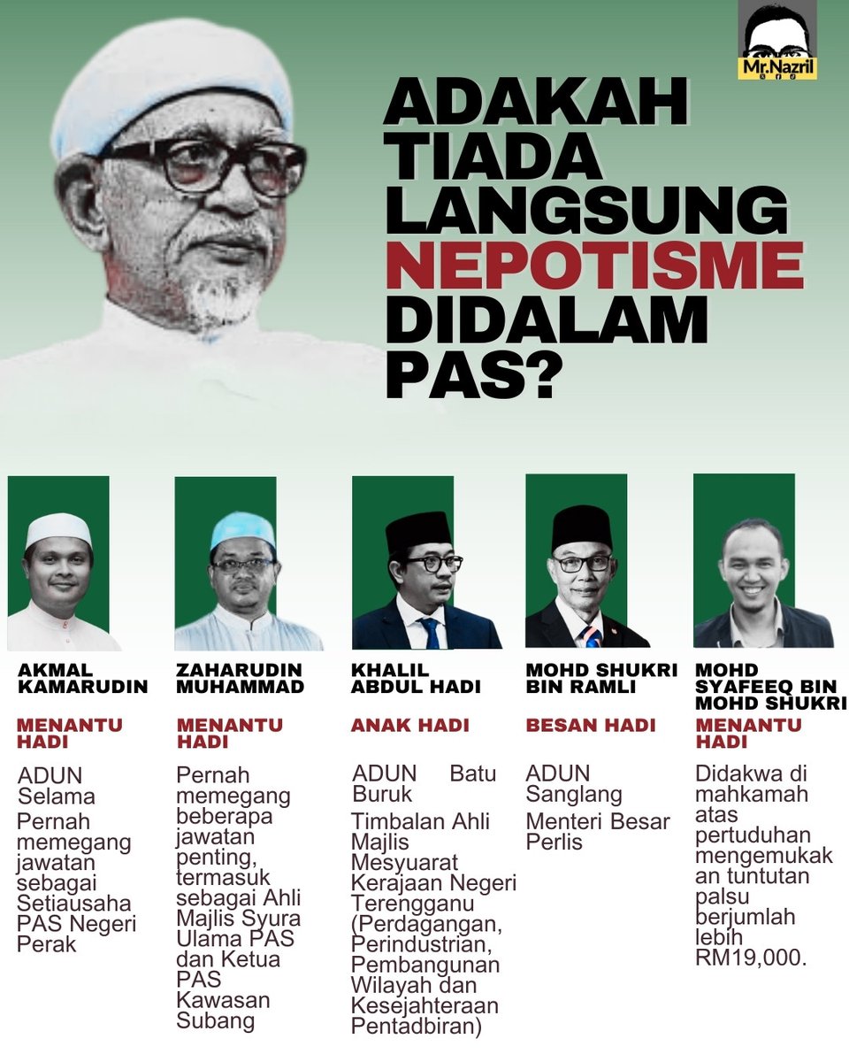 Nazril_Iznil's tweet photo. Walaun dan Lebai PAS sebelum buka mulut atau nak ulas isu nepotisme, sila suluh dulu muka depan cermin https://t.co/H1TDNnYE33