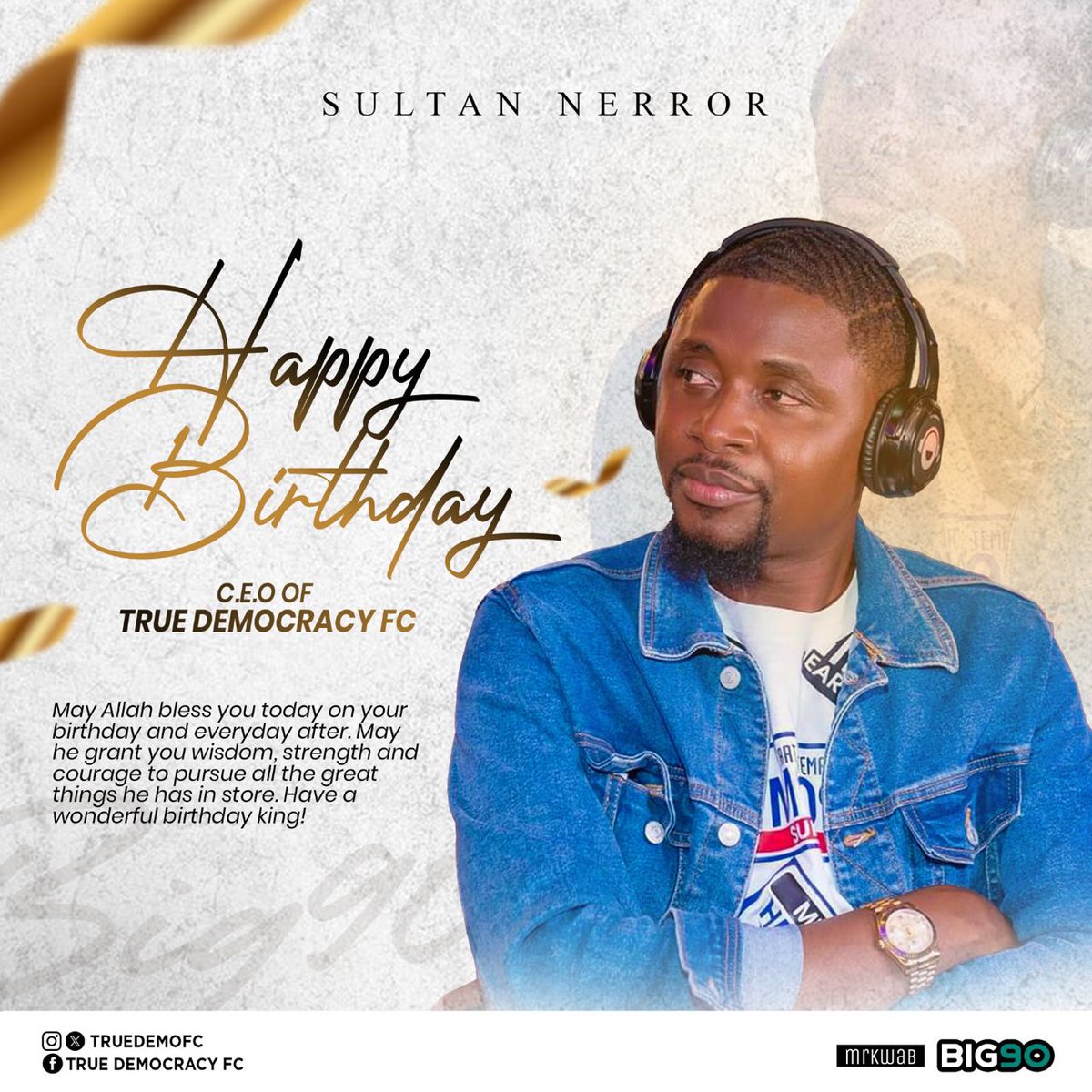 Happy Birthday 🎉, [Sultan Nerroh]!
On behalf of the entire club, we wish you a fantastic birthday filled with joy, good health, and continued success. 
Thank you for everything you do to help our club grow and thrive. Here’s to many more victories on and off the pitch! Big90✅…
