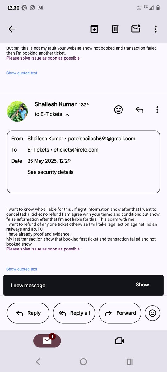 Shailesh_mtabu's tweet photo. @IRCTCofficial  @RailwaySeva
@RailMinIndia
I want know who's responsible for this scam.
I know tatkal ticket amount refund but problem generate on booking site. First show transaction failed then if you booking another ticket, failed transaction ticket automatically confirm. https://t.co/XA3VlYEFwr