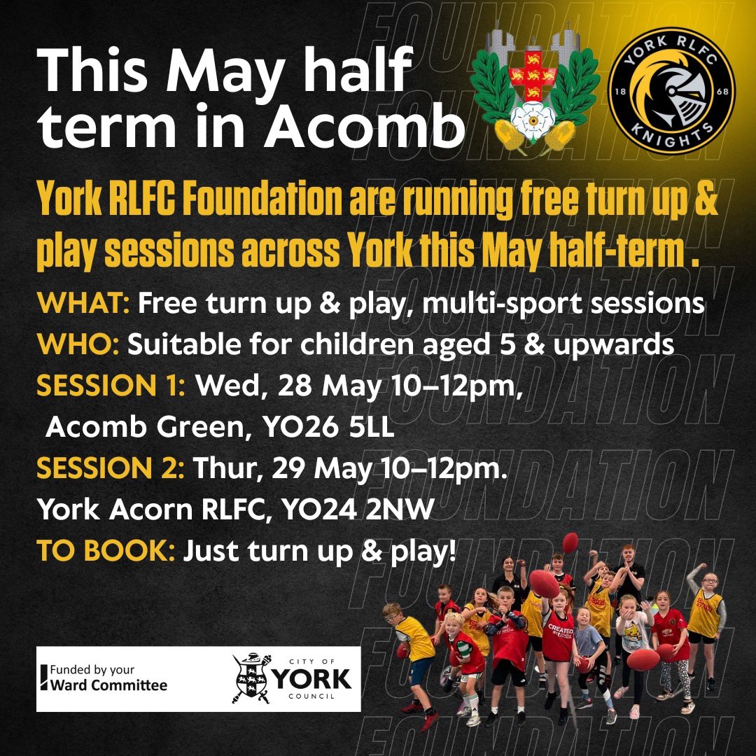 York RLFC Foundation (@yorkrlfcfound) on Twitter photo ๐๐ก๐ข๐ฌ ๐๐๐ฒ ๐๐๐ฅ๐-๐๐๐ซ๐ฆโฆ
โ
Our May half-term FREE holiday activity sessions are now available for you to view.
๐Coming to venues across the city!
๐คฒ๐ผ Suitable for children aged 5 years & upwards, no booking necessary.
๐ yorkrlfc.com/schoolholidays
#WeAreYork โ๏ธ ๐๐ก๐ข๐ฌ ๐๐๐ฒ ๐๐๐ฅ๐-๐๐๐ซ๐ฆโฆ
โ
Our May half-term FREE holiday activity sessions are now available for you to view.
๐Coming to venues across the city!
๐คฒ๐ผ Suitable for children aged 5 years & upwards, no booking necessary.
๐ yorkrlfc.com/schoolholidays
#WeAreYork โ๏ธ