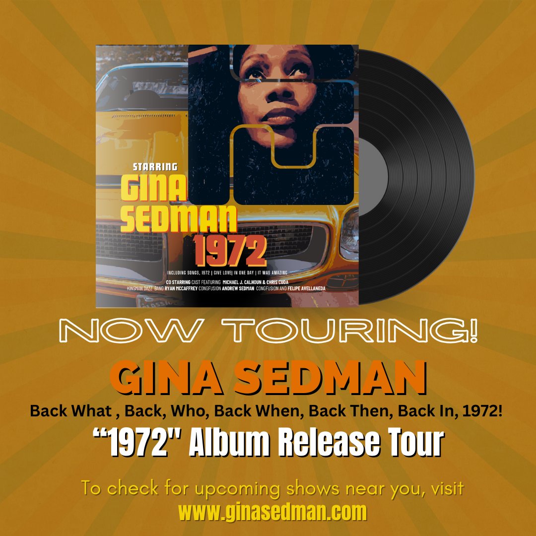 ginasedman's tweet photo. The Gina Sedman “1972” Tour kicks off Today!
For a full list of tour dates and times, visit https://t.co/Q3YHaGOqM7 or check out the Gina Sedman Bandcamp page.
We can’t wait to see you there! “1972” LPs and CDs will be available at the show.
#GinaSedman, #1972Tour, #LiveMusic https://t.co/9pyXlCm4xE
