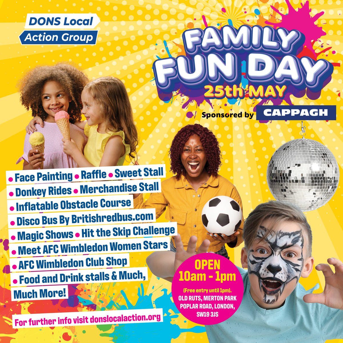 Today is the <a href="/DonsLocalAction/">Dons Local Action Group</a> Family Fun Day free entry  from 10am to 1pm, I will be there! It is also the fab  <a href="/OldRutlishians/">Old Rutlishians</a> #RutsFest full of amazing musical talent. Get along &amp; help us raise lots for #DLAG #FamilyFun #AFCW 💛💙