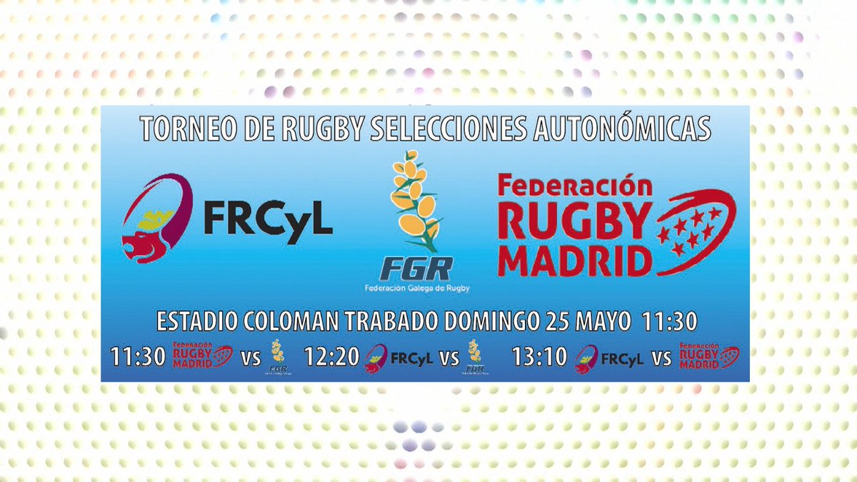 📺 ¡¡Hoy toca rugby en La 8 Bierzo!!
Vive en directo con nosotros, desde las 11:30 h., el Torneo de Rugby de Selecciones Autonómicas sub 16 que enfrentará en Ponferrada a Castilla y León, Madrid y Galicia. Organiza <a href="/RugbyBierzo/">Bierzo Rugby</a>