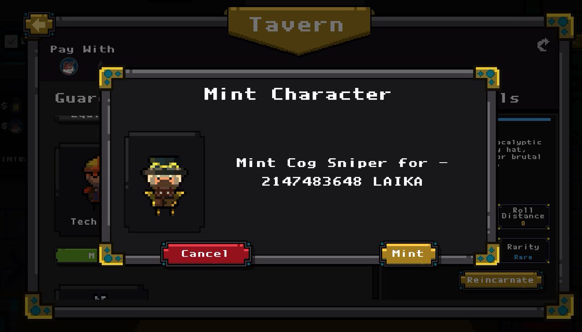 3/ Our Tavern, formerly Marketplace Gets a Glow Up 🍻
•See your Guardians &amp; Weapons with side-by-side stat comparisons
•Rarity is now color-coded for easy flexing
•Purchase gear with $LAIKA <a href="/laikaoneclipse/">LAIKA</a> (6.9% discount for holders) or $ETH on <a href="/EclipseFND/">Eclipse (🐮,🌑)</a> by toggling the