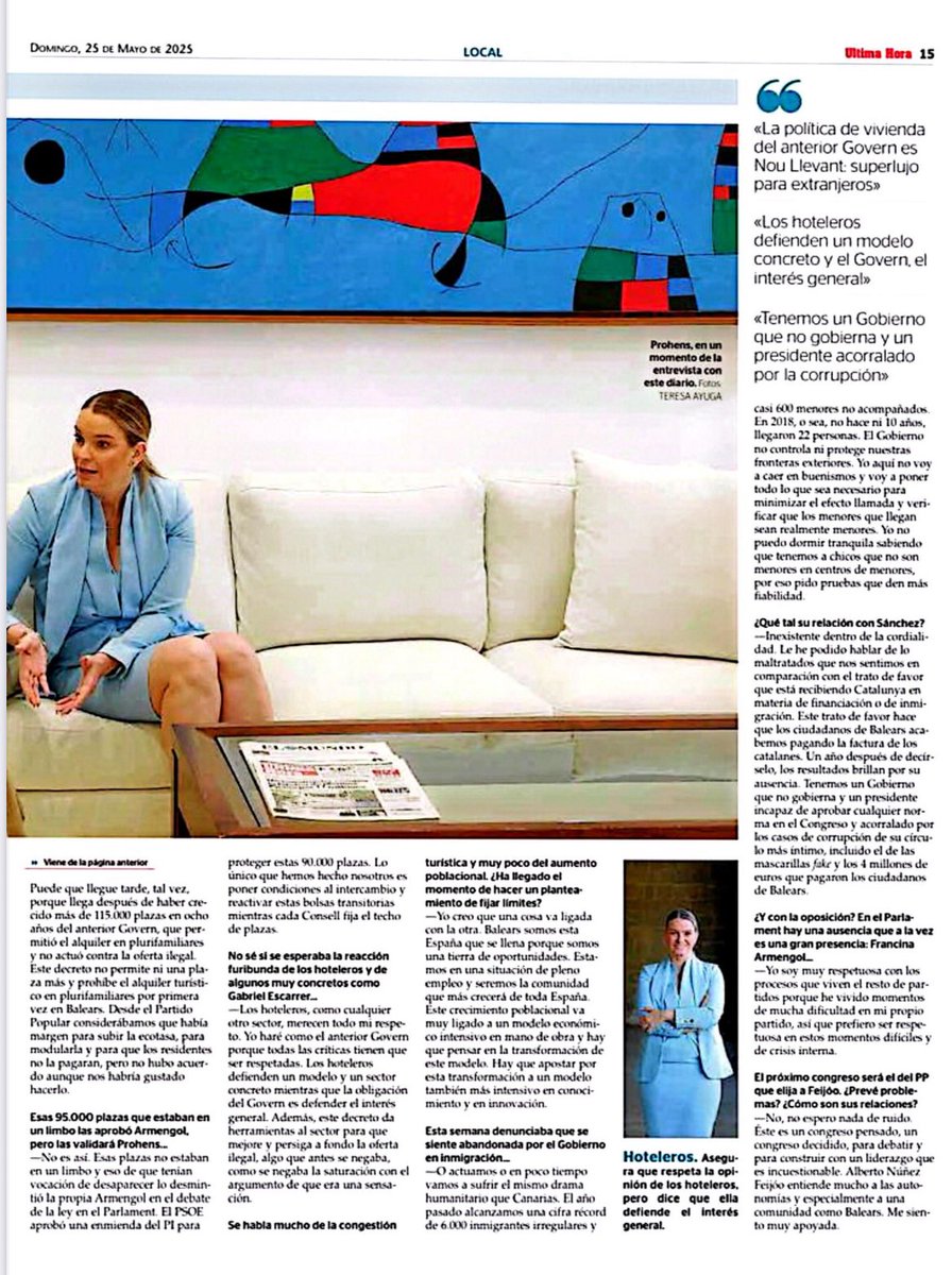PP Balears (@ppbalears) on Twitter photo “Balears somos esta España que se llena porque somos una tierra de oportunidades. El crecimiento poblacional va muy ligado a un modelo económico intensivo en mano de obra, hay que apostar por su transformación”
🗞️ Entrevista a la presidenta <a href="/MargaProhens/">Marga Prohens</a> a l’<a href="/UHmallorca/">Ultima Hora Mallorca</a> amb “Balears somos esta España que se llena porque somos una tierra de oportunidades. El crecimiento poblacional va muy ligado a un modelo económico intensivo en mano de obra, hay que apostar por su transformación”
🗞️ Entrevista a la presidenta <a href="/MargaProhens/">Marga Prohens</a> a l’<a href="/UHmallorca/">Ultima Hora Mallorca</a> amb