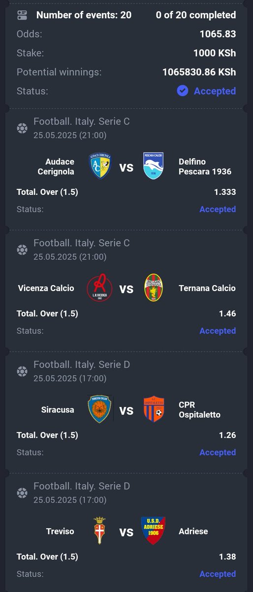 PARIPESA SUNDAY SGR 🧊
20 games >>>> 1065 odds

Register: paripesa.bet/iposiku
PROMOCODE: IPOSIKU 

BETCODE: VR98L

1M loading 🤑