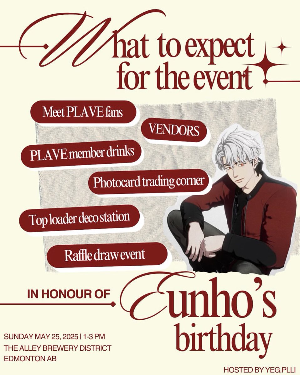 plavecanada's tweet photo. 「#PLAVECANADA」
EDMONTON PLLI 📣
Today is the Eunho CSE 🐺 Here is just a few last minute reminders before you come into the event!
Please follow @/yeg.plli on Instagram for more details regarding the day~ https://t.co/l7g40BlZO3