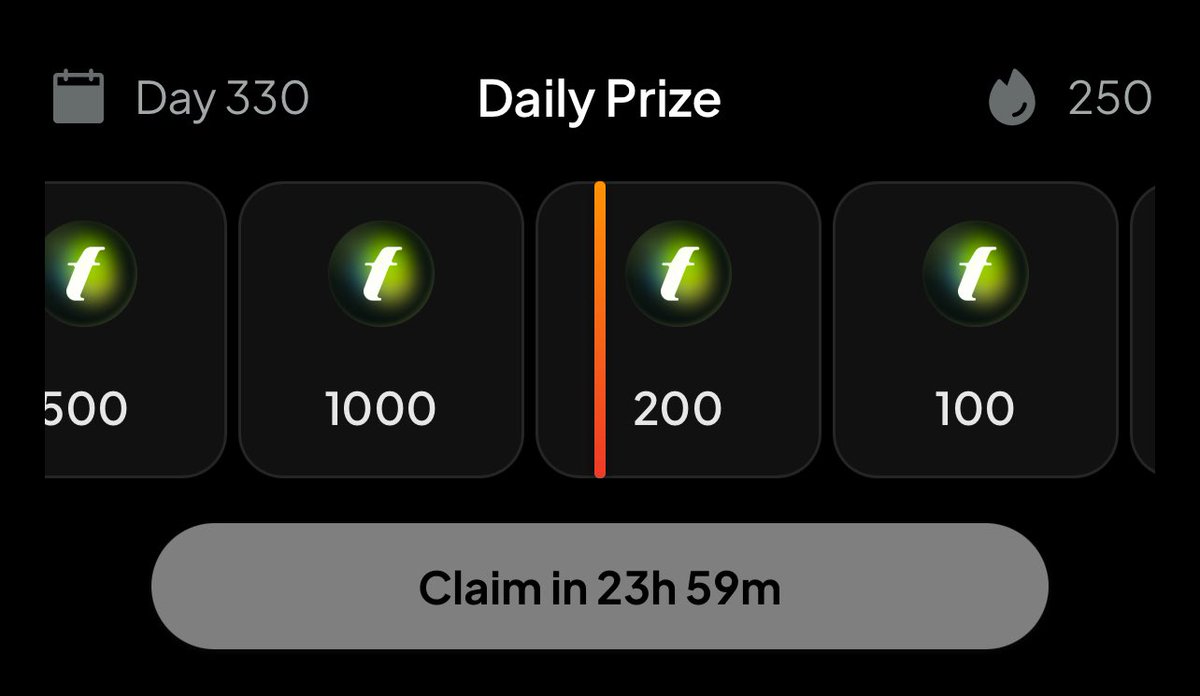 250 days straight of logging into this app. The 10,000 $FAN landing still evades me.