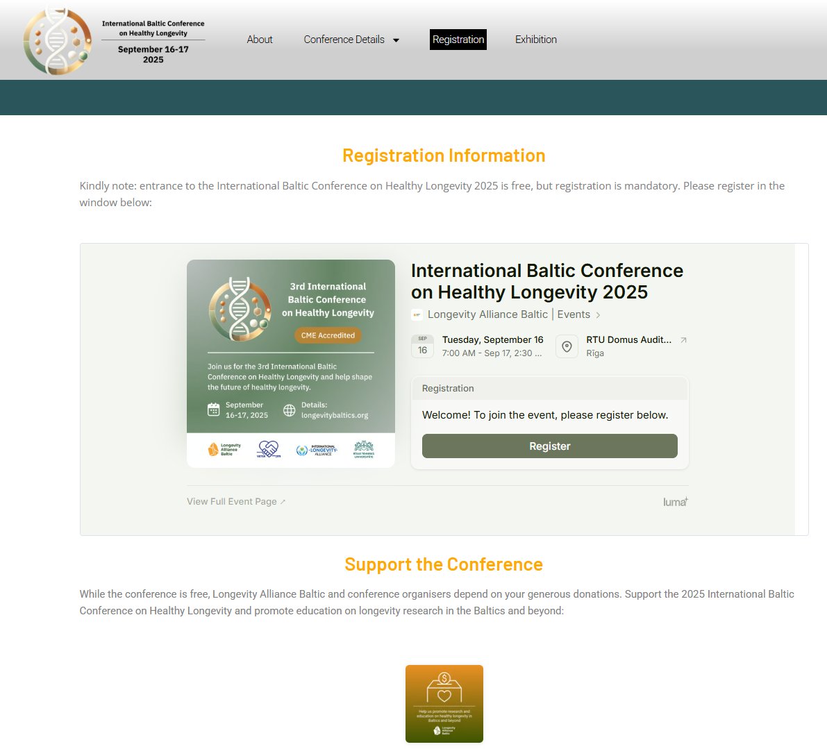 Important updates about the 3rd International Baltic Conference on Healthy Longevity, taking place in Riga, Latvia, on September 16-17
longevitybaltics.org/2025-healthy-l…

New Venue! Riga Technical University (auditorium 302 “Domus auditorialis” at Zunda krastmala 8, Riga).  Now free!
