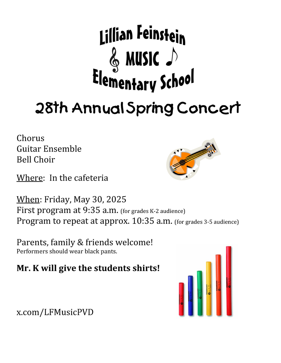 Lillian Feinstein Elementary Music tweet media