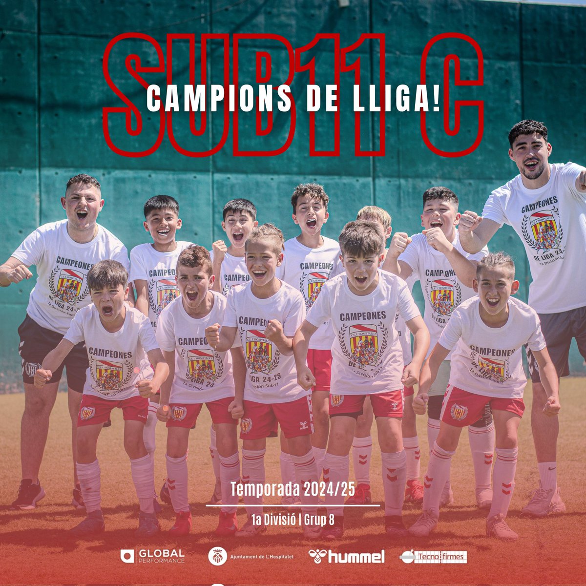 [CAMPIONS]

🏆 El S11C es proclama brillant campió de lliga en derrotar la <a href="/uecastelldefels/">UE Castelldefels</a> (6-1). El conjunt de <a href="/victorgn_6/">VICTOR GARCIA</a> i Johan Calle ha fet un campionat perfecte amb 25 victòries superant el <a href="/FCBmasia/">FC Barcelona - Masia</a>. 🎉 Moltes felicitats, equip i famílies! 

#SomhiHospi #SomFutur⚪️❤️