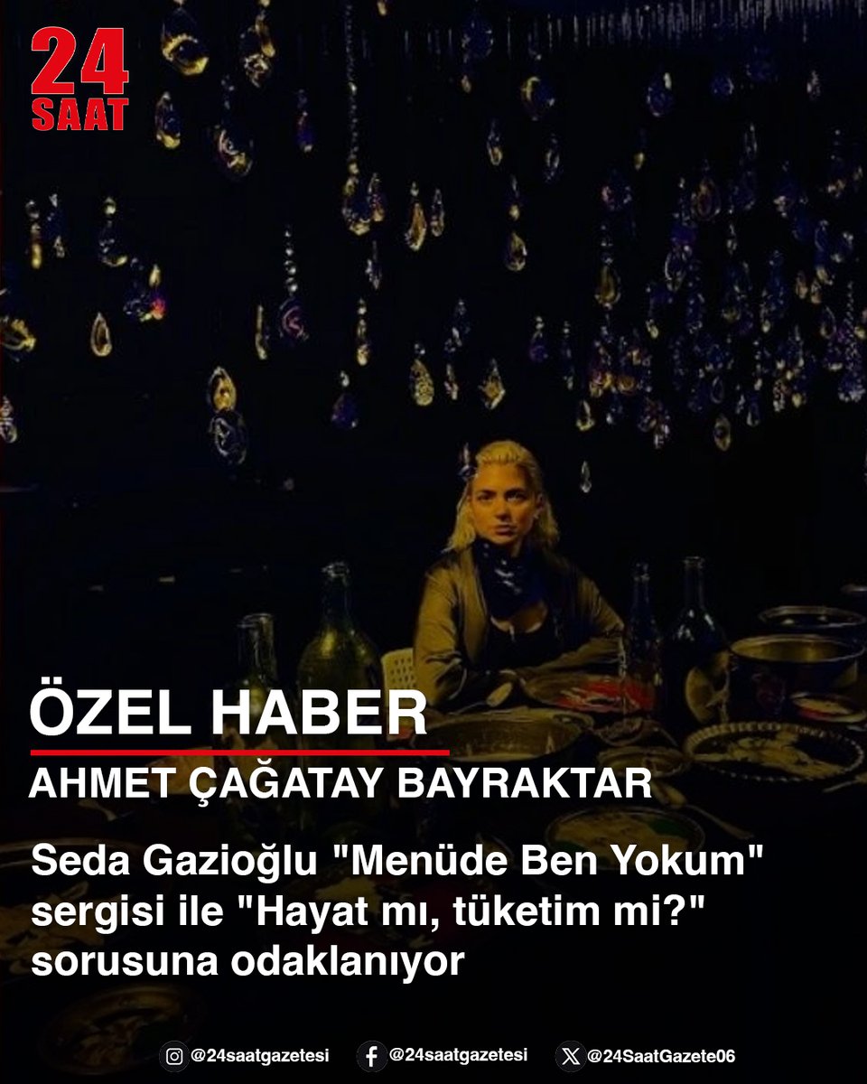 24SaatGazete06's tweet photo. ÖZEL HABER | A. Çağatay Bayraktar

Seda Gazioğlu "Menüde Ben Yokum" sergisi ile "Hayat mı, tüketim mi?" sorusuna odaklanıyor 

Sanatçı Seda Gazioğlu’nun Müze Evliyagil’deki yeni sergisi “Menüde Ben Yokum”, sofrayı bu kez paylaşmak değil, yüzleşmek için kuruyor. Türcülük, tüketim alışkanlıkları ve görünmeyen ayrımcılık biçimlerini sorgulayan sergi, izleyiciyi empati, etik ve sorumluluk üzerine düşünmeye davet ediyor.
https://t.co/wcSEVAMxOU
@MuzeEvliyagil @_sedagazioglu @CagatayBayraktr #kültür #sanat #Ankara