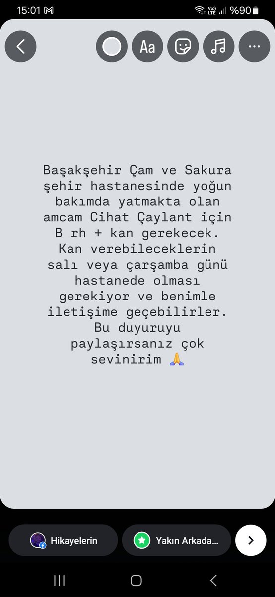 tuncacaylant's tweet photo. Yoğun bakımdaki amcam için kan arayışındayız. Bu duyuruyu paylaşırsanız çok sevinirim 🙏 https://t.co/JDZvjjiE1T