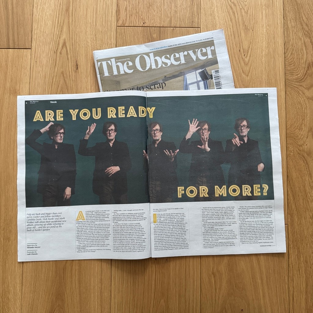 welovepulp's tweet image. Read all about us … Great interview & article in @ObsNewReview today.
observer.co.uk/culture/interv…
You'll also find Pulp in @uncutmagazine & an interview at @RollingStone rollingstone.com/music/music-fe…
Lots of press coming all over, pls tag @welovepulp in yr photos.
#pulplovegivingyoumore