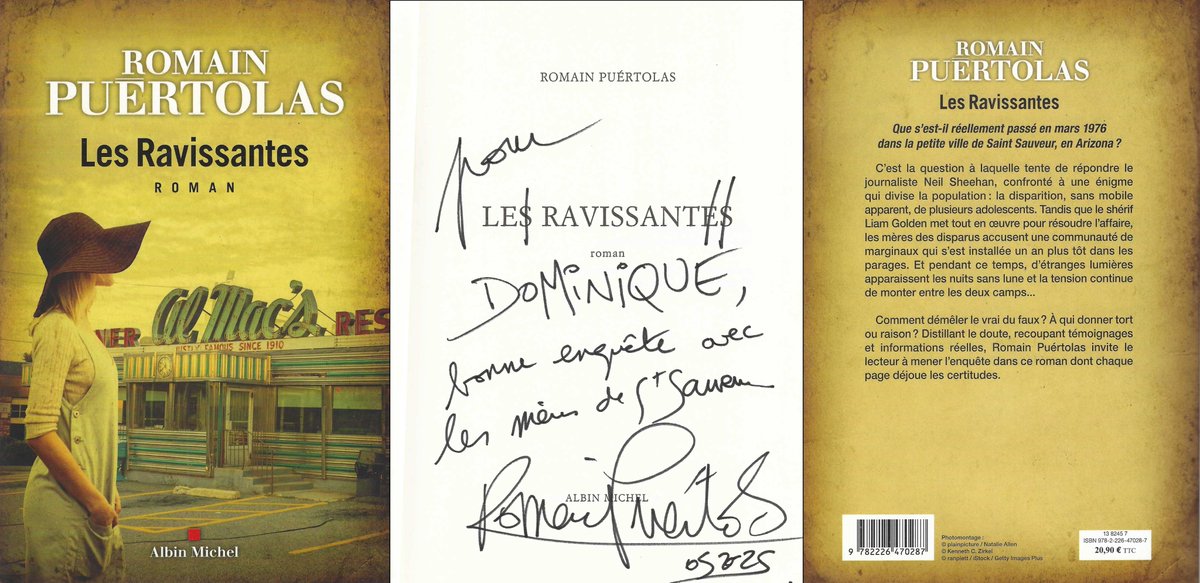 DPH67062013's tweet image. 2015 : Lecture N° 020

    LES RAVISSANTES

De Romain PUÉRTOLAS (France)

       Dédicacé par l&apos;auteur le Vendredi 23 Mai 2025 à la 
Librairie &quot;Au Bonheur Des Livres&quot; (PARIS07)

#livrelu #lecture2025 #livrelu2025 #livredédicacé #dédicace #livrededicacé