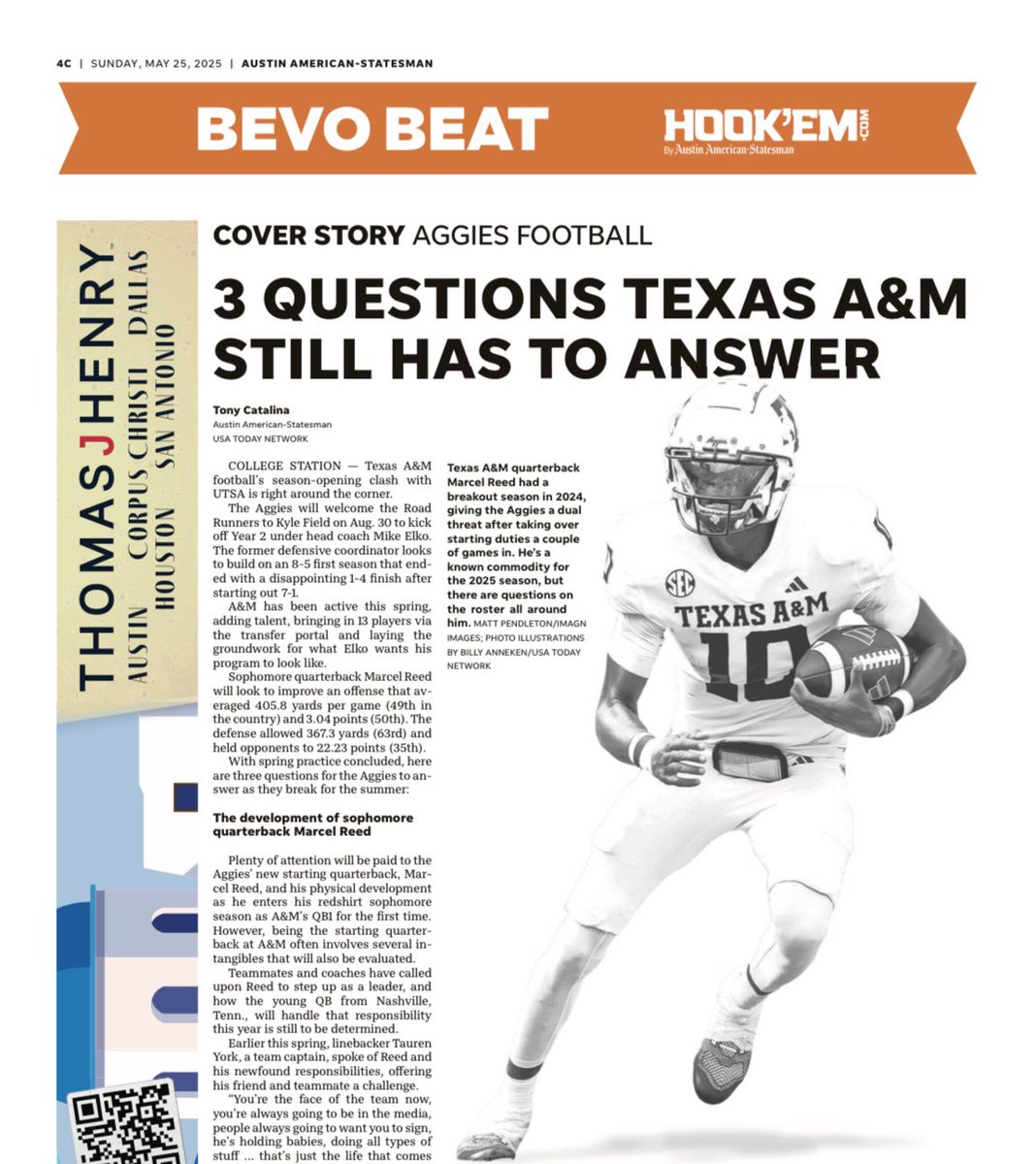 Tony Catalina (@tony_catalina) on Twitter photo The <a href="/statesman/">Austin Statesman</a>’s cover of the sports section for today’s Sunday paper is awesome. I had to give it some props.
Plus I talk Texas A&M football in the cover story. In stores today and out digitally tomorrow. The <a href="/statesman/">Austin Statesman</a>’s cover of the sports section for today’s Sunday paper is awesome. I had to give it some props.
Plus I talk Texas A&M football in the cover story. In stores today and out digitally tomorrow.