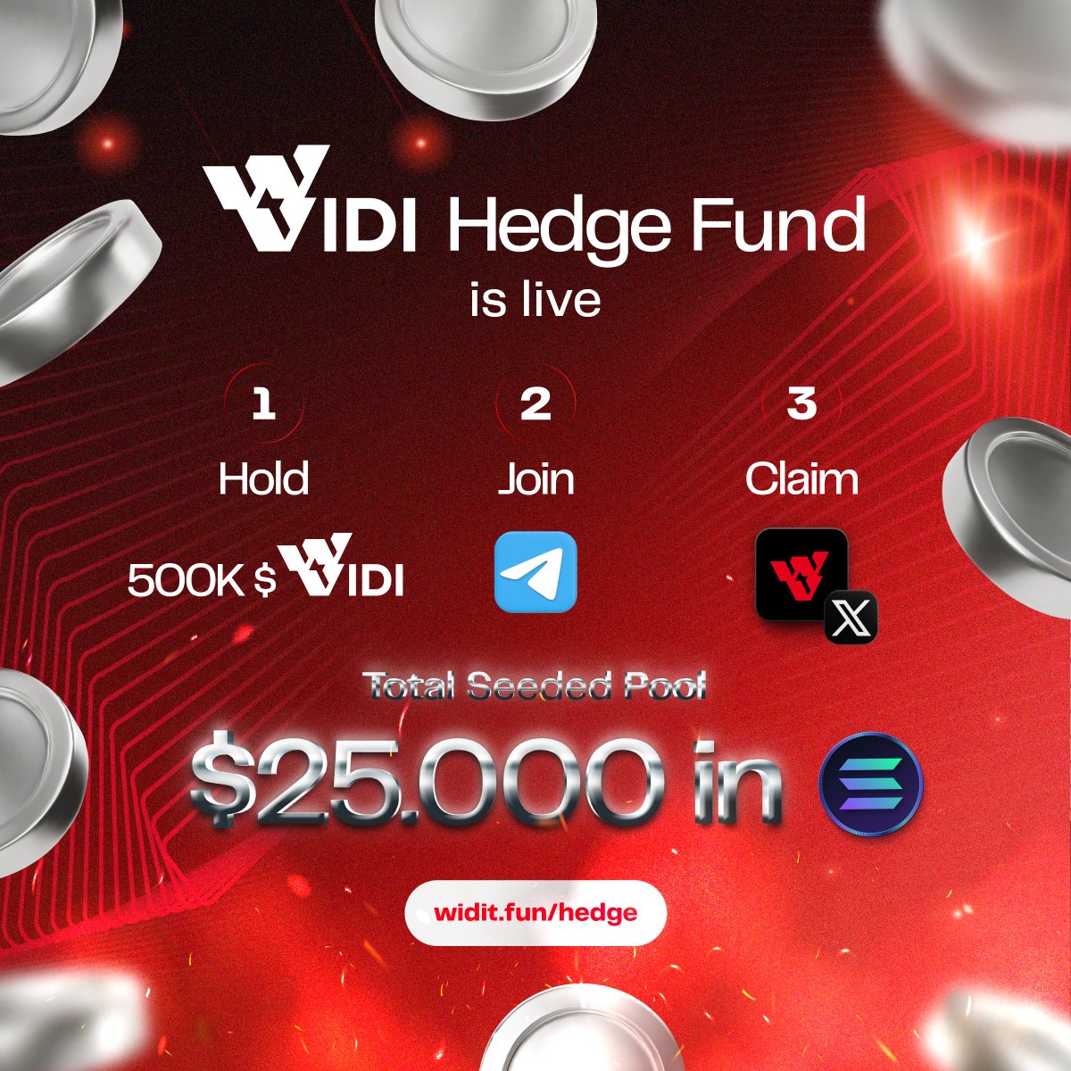 1⃣ Hold at least 500k $WIDI 
2⃣ Join our Telegram Whales Group (link in bio)
3⃣ Claim your X badge on widit.fun/hedge
4⃣ Vote &amp; Earn &amp; Hedge WIDI't 

⌛️Few spots left for Free participation.

💥WIDI Hedge Fund goes live this week.