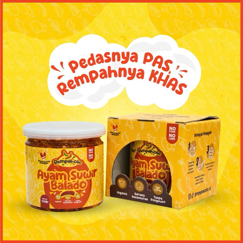 gadisrembulan_'s tweet image. Bikin makan siang &amp;amp; malam auto hepi! 🍗🔥 Rempaholic - Sambal Ayam Suwir Balado 170gr ini kombinasi pedas, gurih ayam suwir, &amp;amp; manisnya pas! Praktis, tinggal buka jar, langsung siap disantap. Dijamin nagih! 

tinyurl.com/RAyamSuwirB

#Rempaholic #SambalAyamSuwir #BaladoAyam