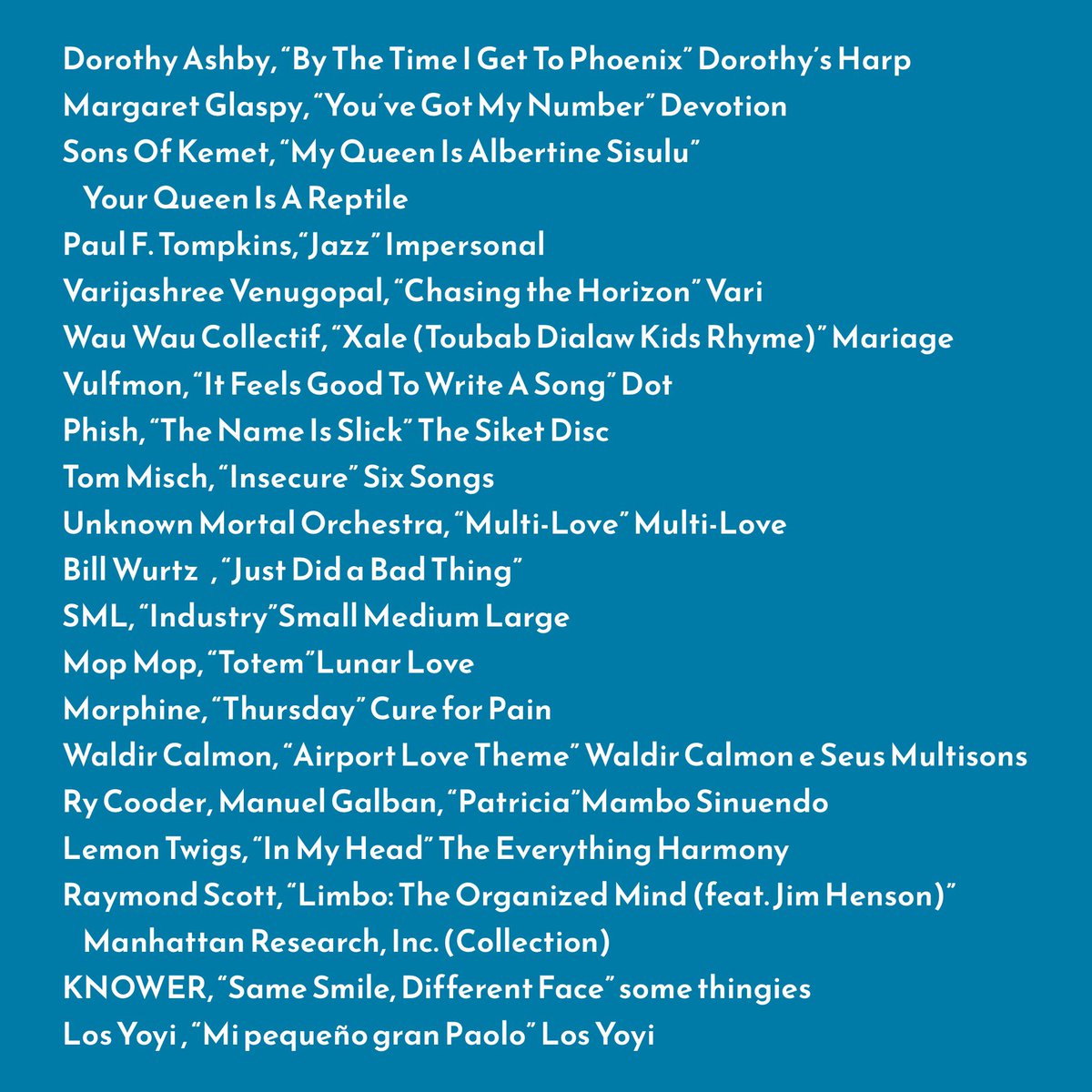 tadcautious's tweet photo. Playlist for All Ears 002 for 5/23/25 on Vermont Public, listen again at my Mixcloud (link in bio) https://t.co/pwKedVgOTC