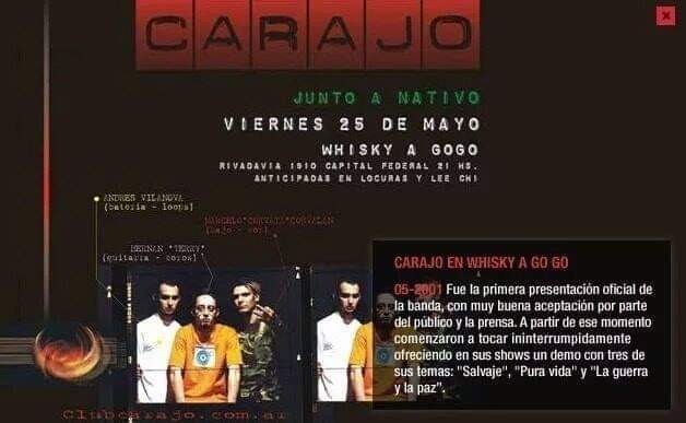 CarajoPy's tweet photo. 🗓️ 25 DE MAYO DEL 2001
Hace 24 años, CARAJO realizaba su 1er show oficial de su carrera en el "Whisky a GoGo".

El resto, es historia...

#carajoxsiempre https://t.co/MrNMMM6lL7