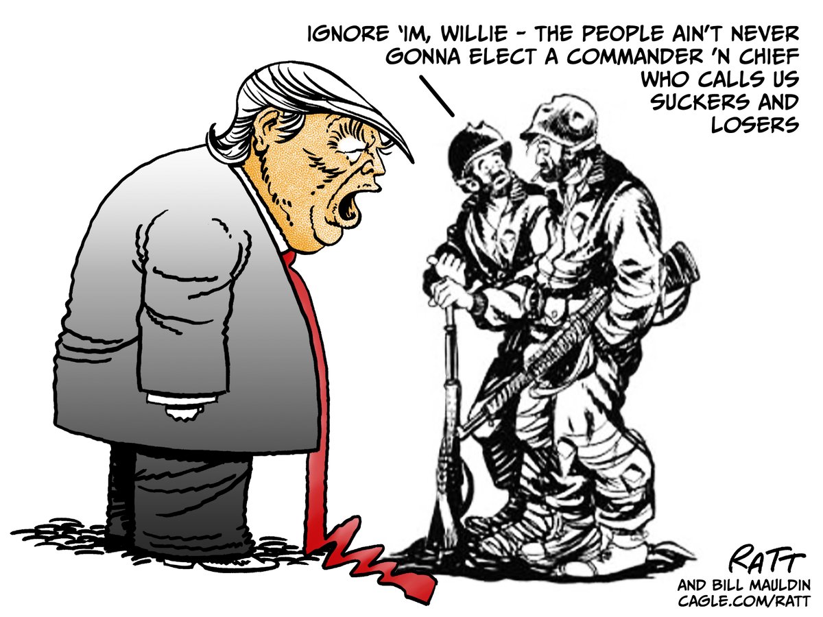 Ratt (@rattoons1776) on Twitter photo Memorial Day with Willie and Joe and Donald. Cartoon in <a href="/crooksandliars/">Crooks and Liars</a>. #MemorialDay, #MemorialDayWeekend, #veterans, #WW2, #WWII, #WillieAndJoe, #Trump, #DonaldTrump, #SuckersAndLosers, #PoliticalCartoon, #EditorialCartoon Memorial Day with Willie and Joe and Donald. Cartoon in <a href="/crooksandliars/">Crooks and Liars</a>. #MemorialDay, #MemorialDayWeekend, #veterans, #WW2, #WWII, #WillieAndJoe, #Trump, #DonaldTrump, #SuckersAndLosers, #PoliticalCartoon, #EditorialCartoon