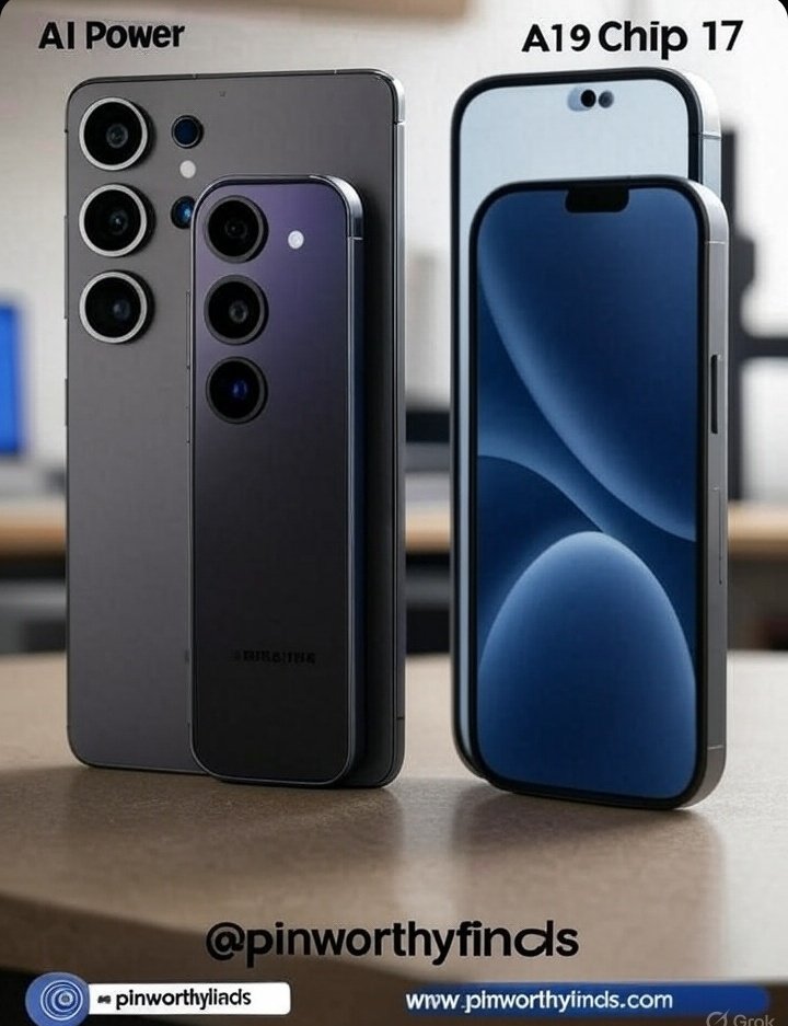 Pinworthyfinds's tweet photo. iPhone 17 vs. Samsung Galaxy S25: Pick your 2025 champ! 
 Like for Samsung Galaxy S25’s AI power &amp; epic 200MP camera
 Retweet for iPhone 17’s sleek design &amp; A19 chip
Vote below &amp; see the full showdown!   #iPhone17 #GalaxyS25 #Tech" https://t.co/wtb6AJ6Xn3