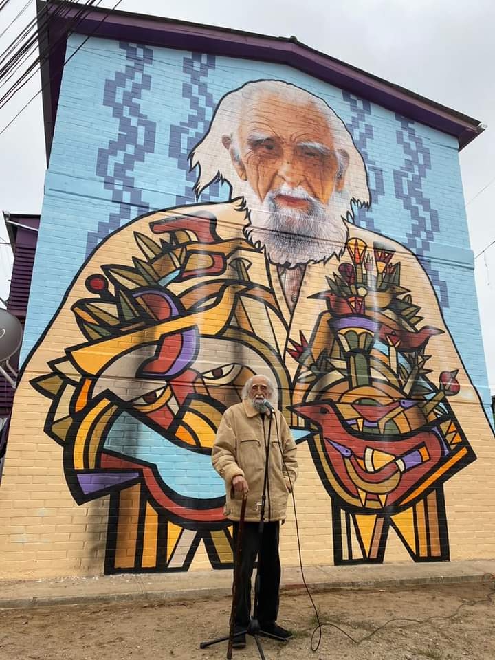 Mural del Mono González en Población Queronque de Limache dónde vivía Gastón Soublette.
Ojo: "Limache" en Mapudungun significa "machi blanco"
Es "La poética del acontecer"...