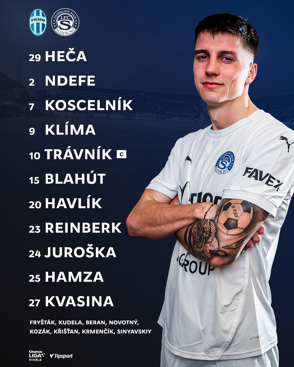 Do posledního utkání této sezony nastupujeme v této sestavě. 

#zaslovacko #mblfcs